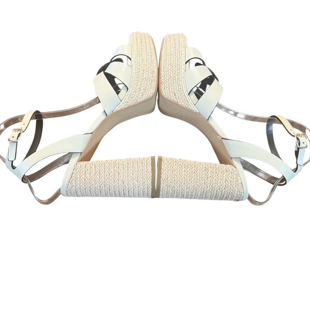 Aqua Gyen Ankle Strap Espadrille Platform Sandals Bone Leather Size 10 - Picture 8 of 10